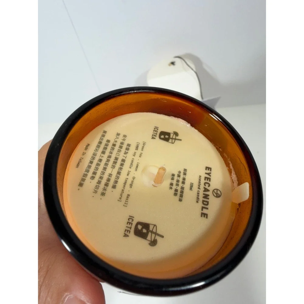 EYECANDLE Icetea Scented Candle 220ml 7.43oz Amber‎ Jar Soy Wax Green Tea Lemon